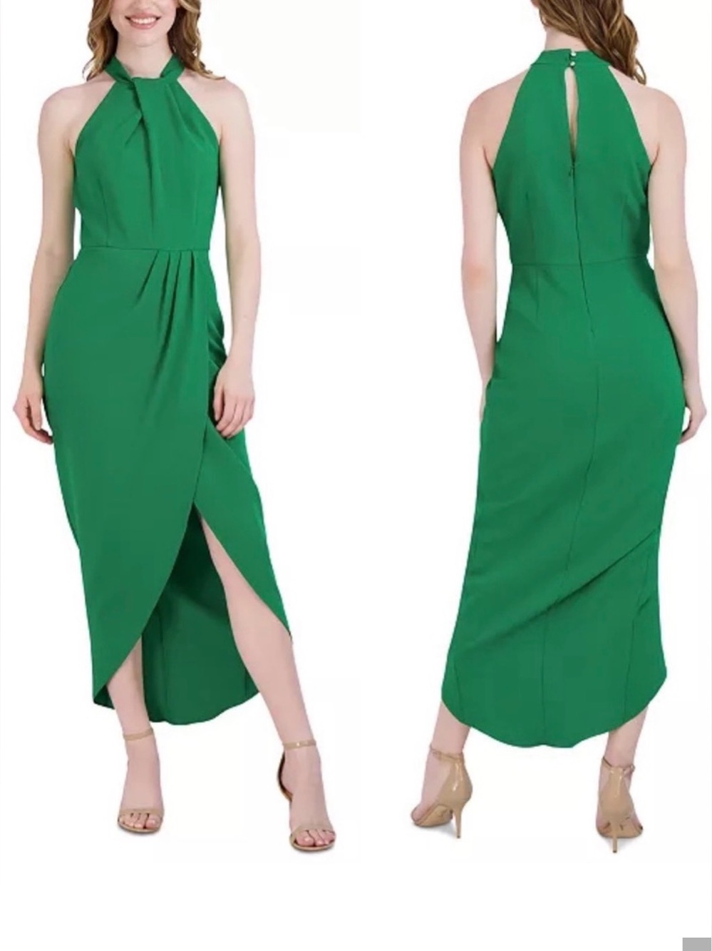 NWT Julia Jordan Green Knot Neck Tulip Hem Midi Dress - Size 4